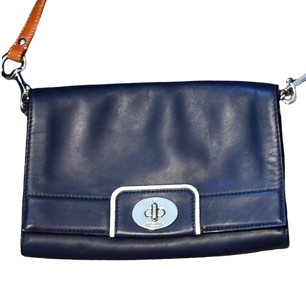 Kate Spade Navy Blue Leather 2way clutch/Shoulder Bag